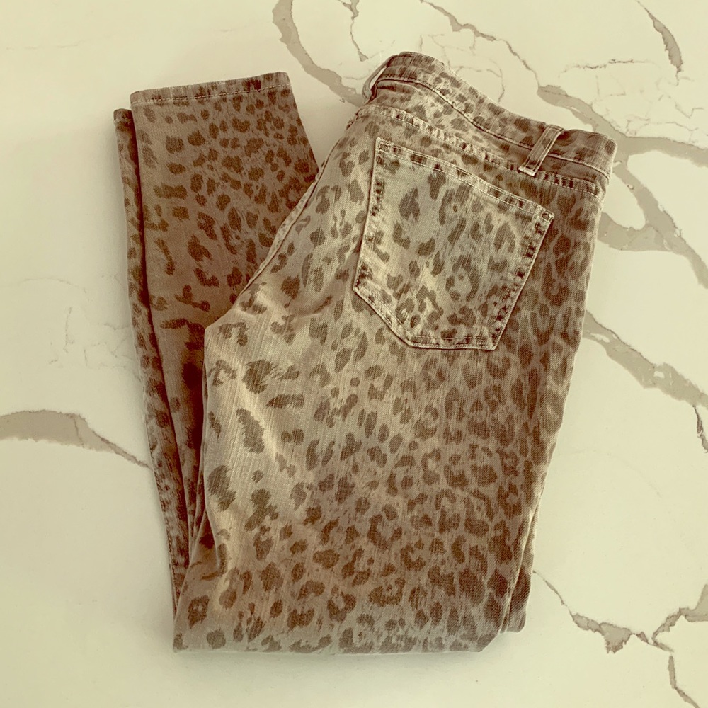Current/Elliott Leopard Print Skinny Jeans - Brown